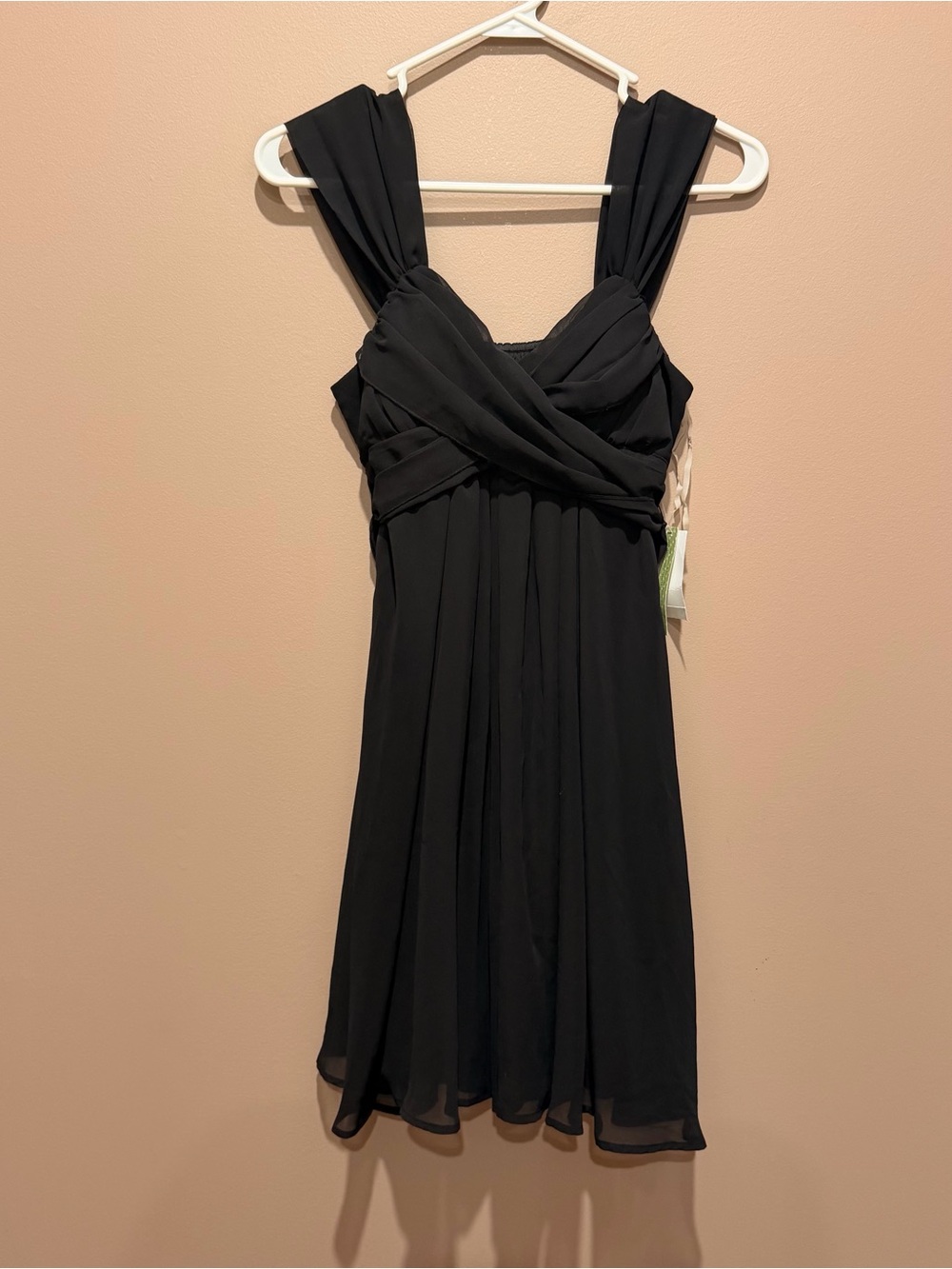 Johnny Martin Black Draped Chiffon Midi Dress